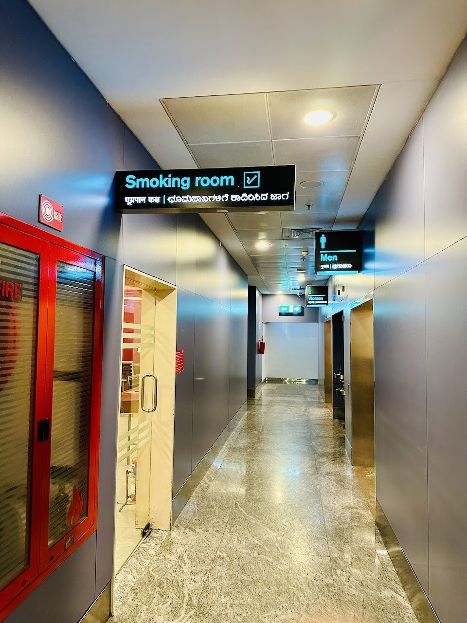 Smoking Room near Restrooms at Bangalore Airport