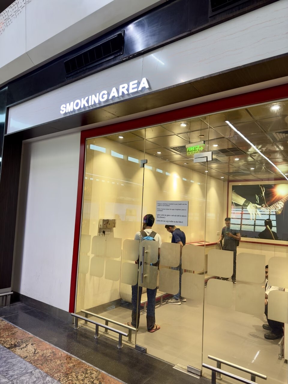 Smoking Zone at Delhi Airport T3 - Food Court on first floor