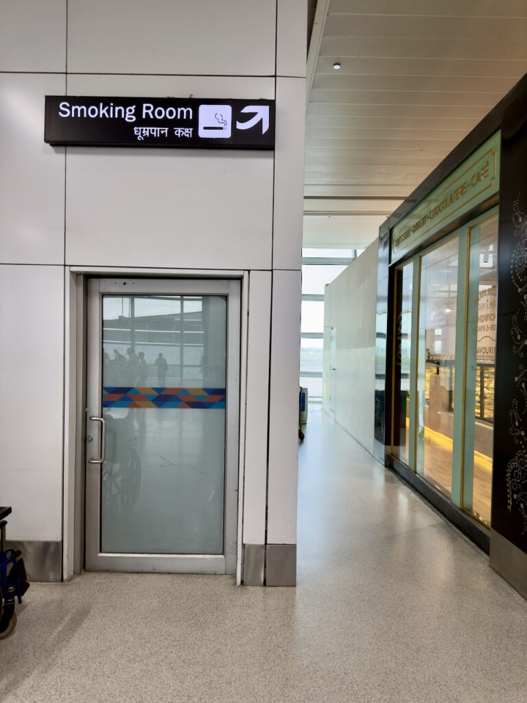 Smoking Zone at Delhi Airport Terminal 3 departure - at the entrance towards Gates